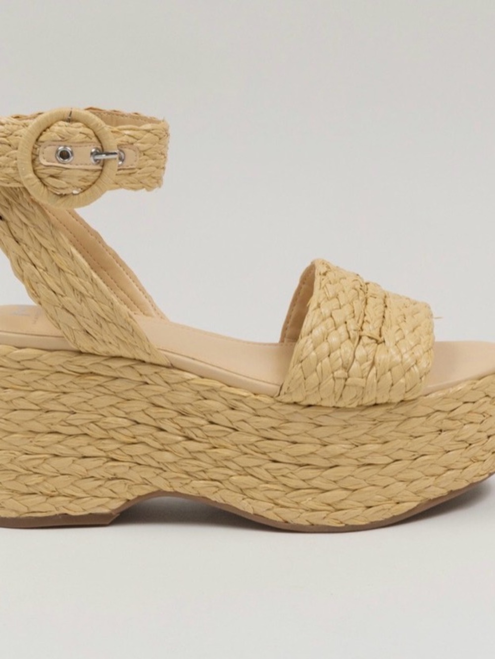 Marc Fisher Woven Platform Sandals in Natural Beige, 4 inches  high